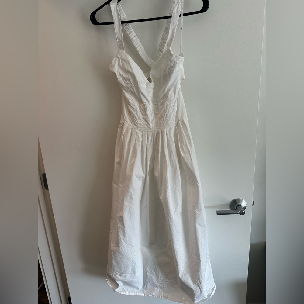 Lulu's Strolling Sicily White Pleated Backless midi dress with pockets- size S